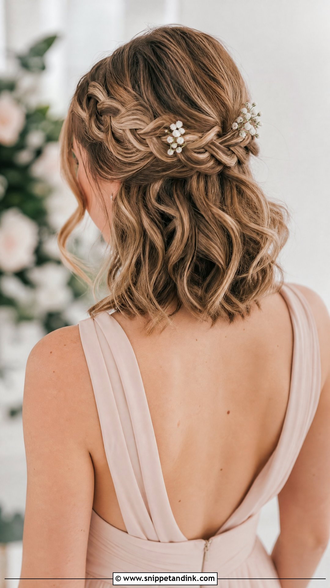 Braided Half Up Wedding Hairstyle For Medium Hair - Snippet and Ink - 20 Mid Length Hairstyles for Wedding