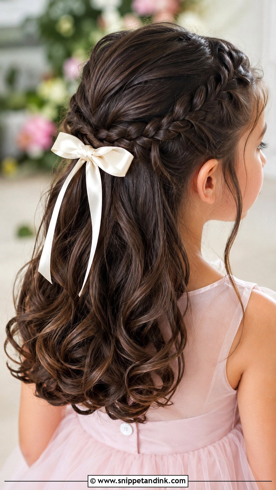 Braided Half Up With Bow - Snippet and Ink - 25 Hairstyle for Girls Wedding Ideas