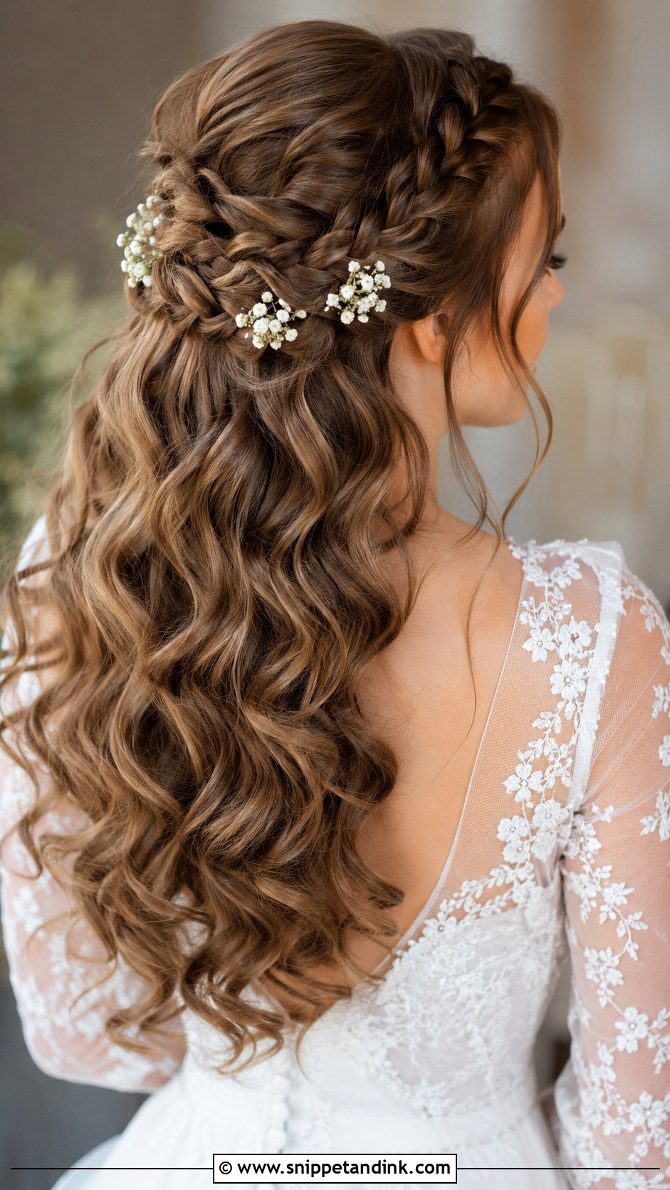 Braided Half Up With Cascading Waves - Snippet and Ink - 20 Boho Bride Hairstyles