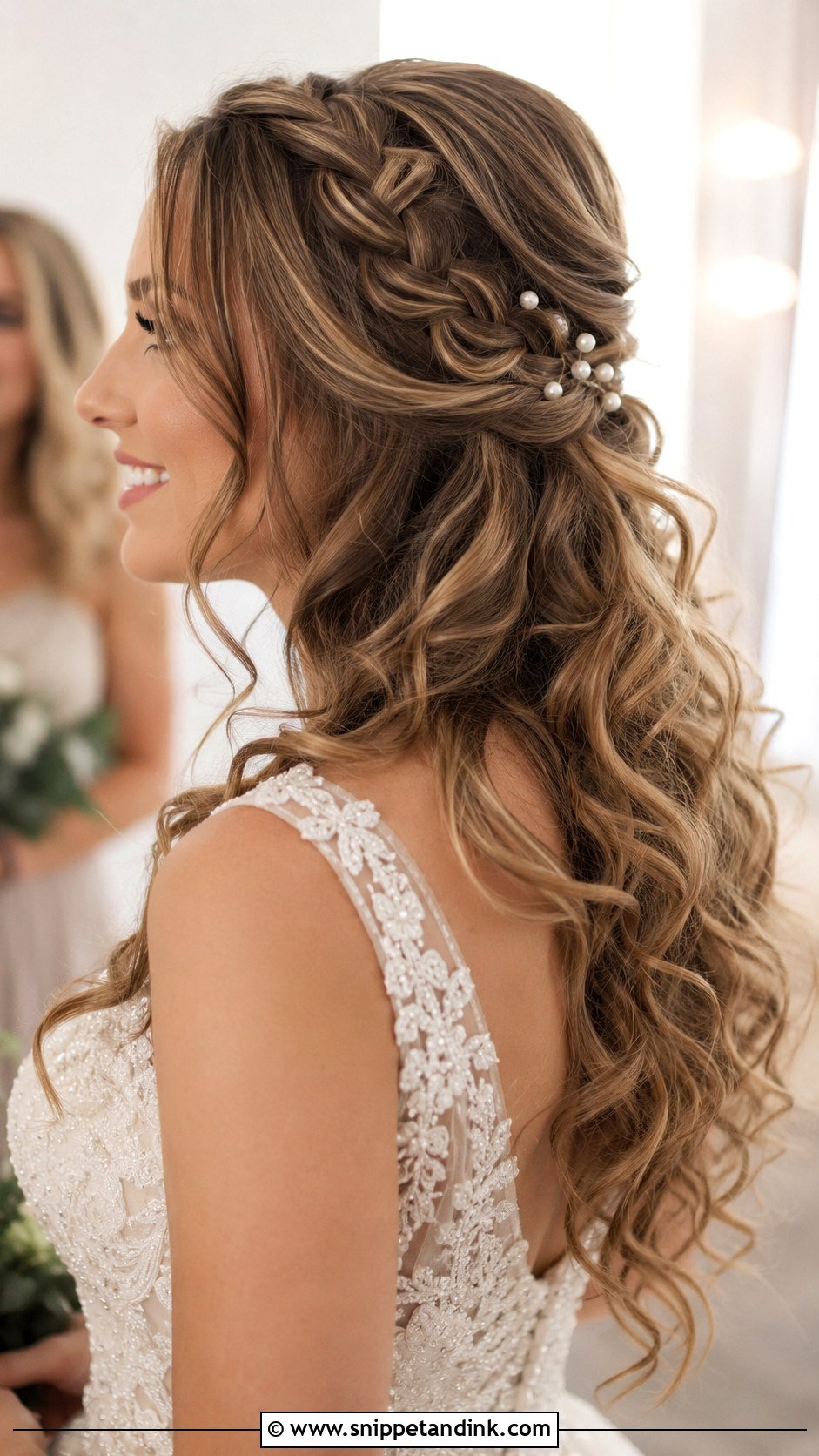 Braided Half Up With Curls - Snippet and Ink - 20 Half-Up Wedding Hair Braid Ideas