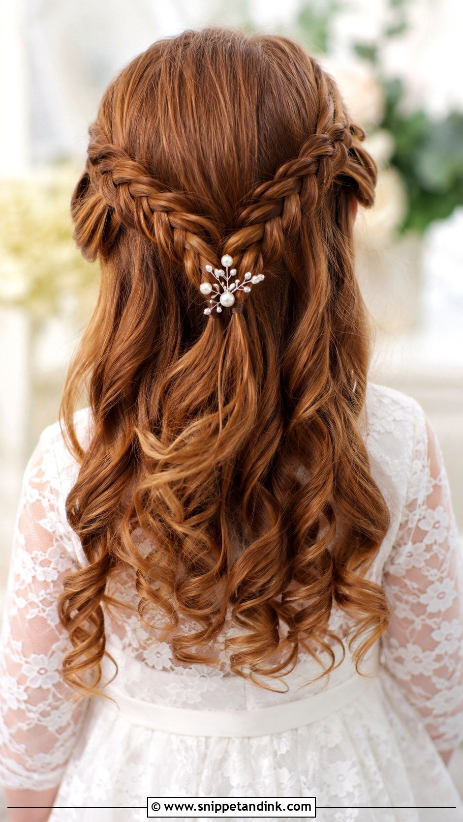 Braided Half Up With Curls - Snippet and Ink - 30 Kids Wedding Hair Ideas