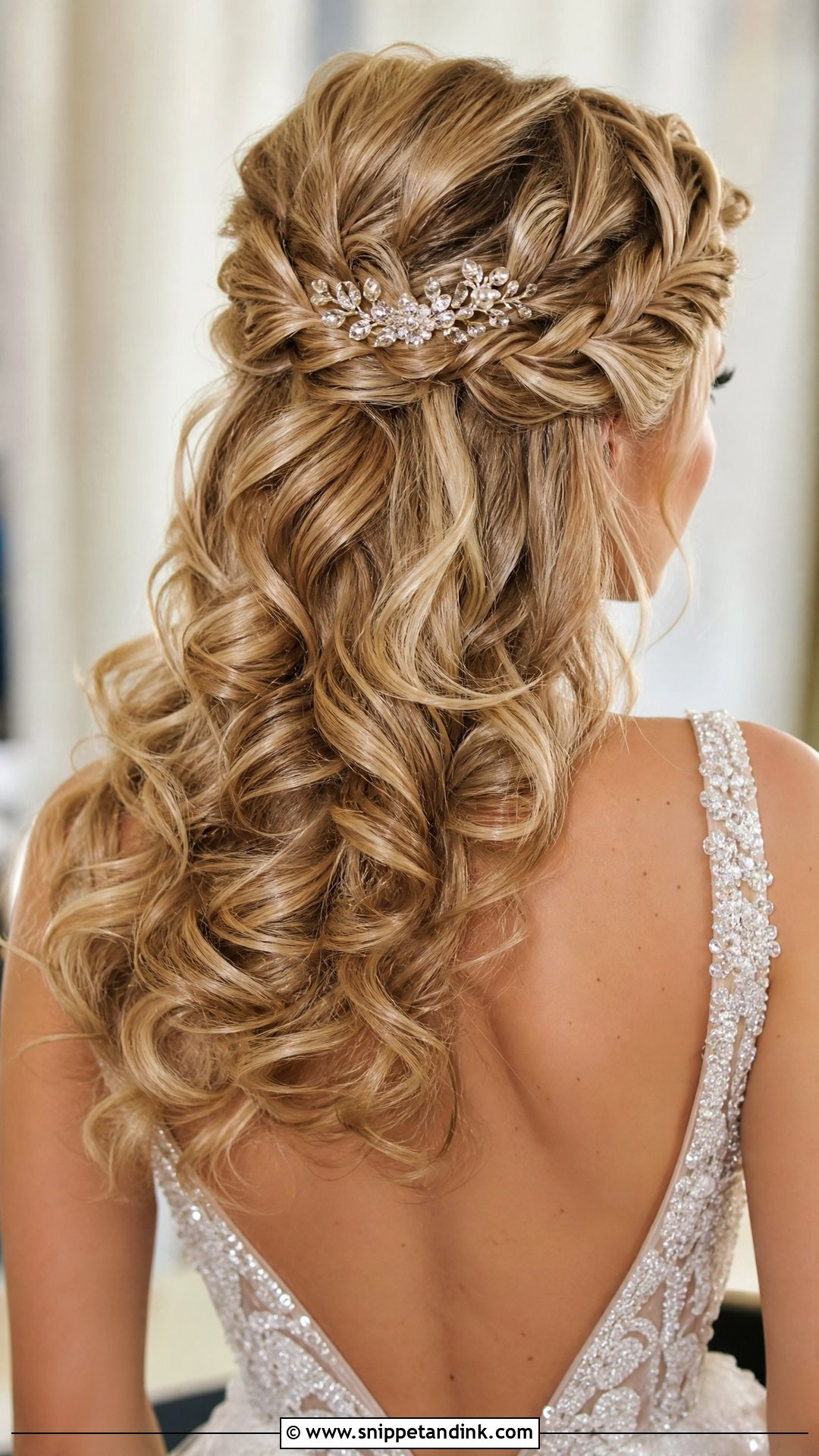 Braided Half Up With Curls Wedding Style - Snippet and Ink - 20 Half-Up Half-Down Wedding Hair Braids
