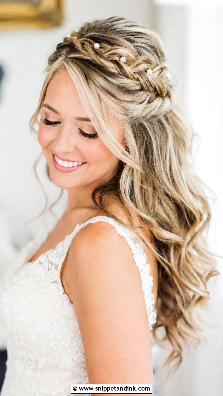 Braided Half Up With Curls - Snippet and Ink - 20 Bridal Braid Hairstyle Ideas