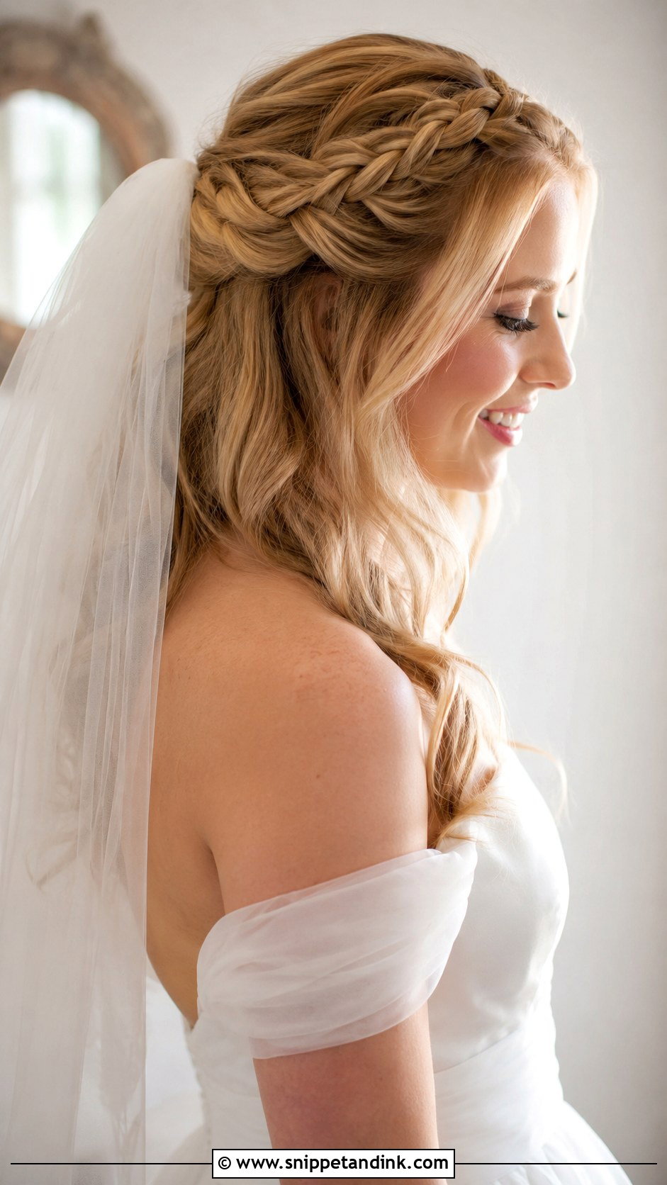 Braided Half Up With Veil - Snippet and Ink - 25 Bridal Braided Hairstyles