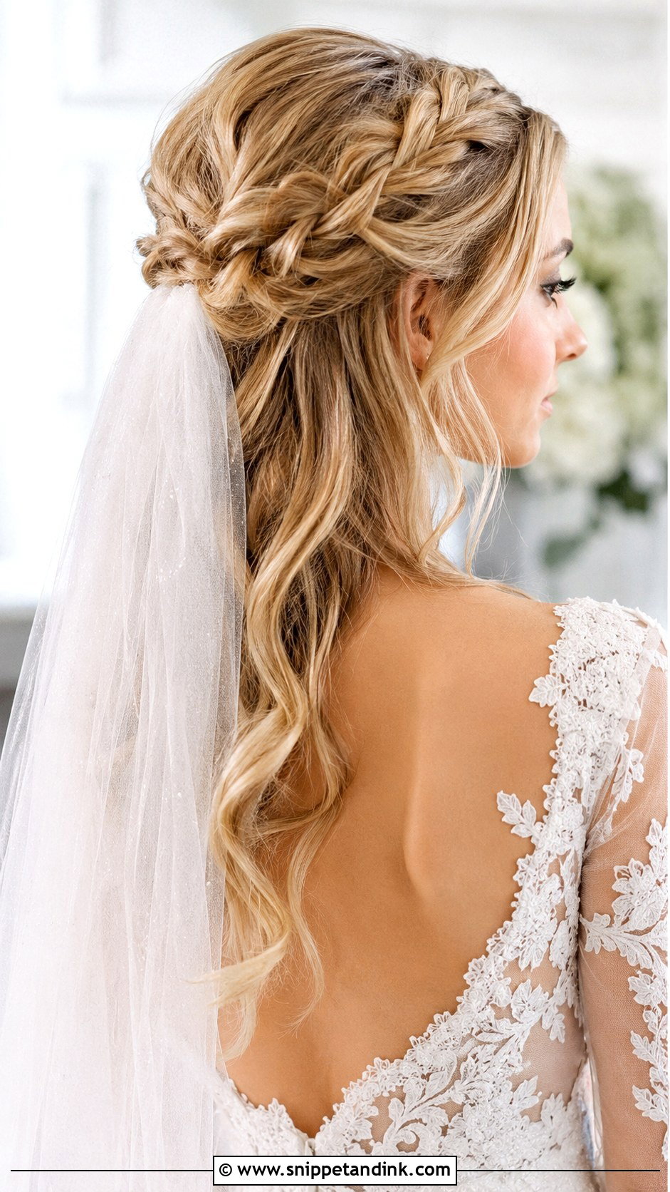 Braided Half Up With Veil - Snippet and Ink - 20 Braided Bridal Hair Ideas