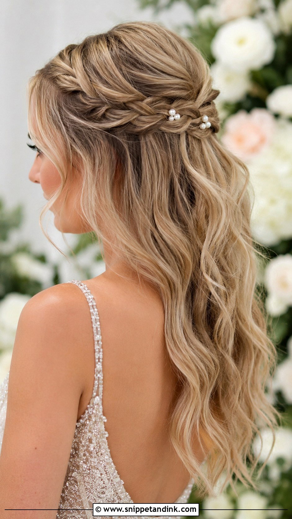 Braided Half Up With Waves - Snippet and Ink - 25 Whimsical Bridal Hair Ideas