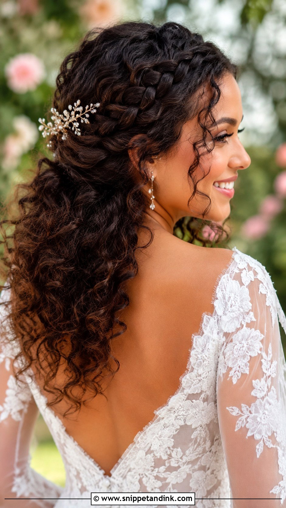 Braided Half Up for Curly Hair - Snippet and Ink - 25 Half-Up Half-Down Wedding Hair Braid Ideas