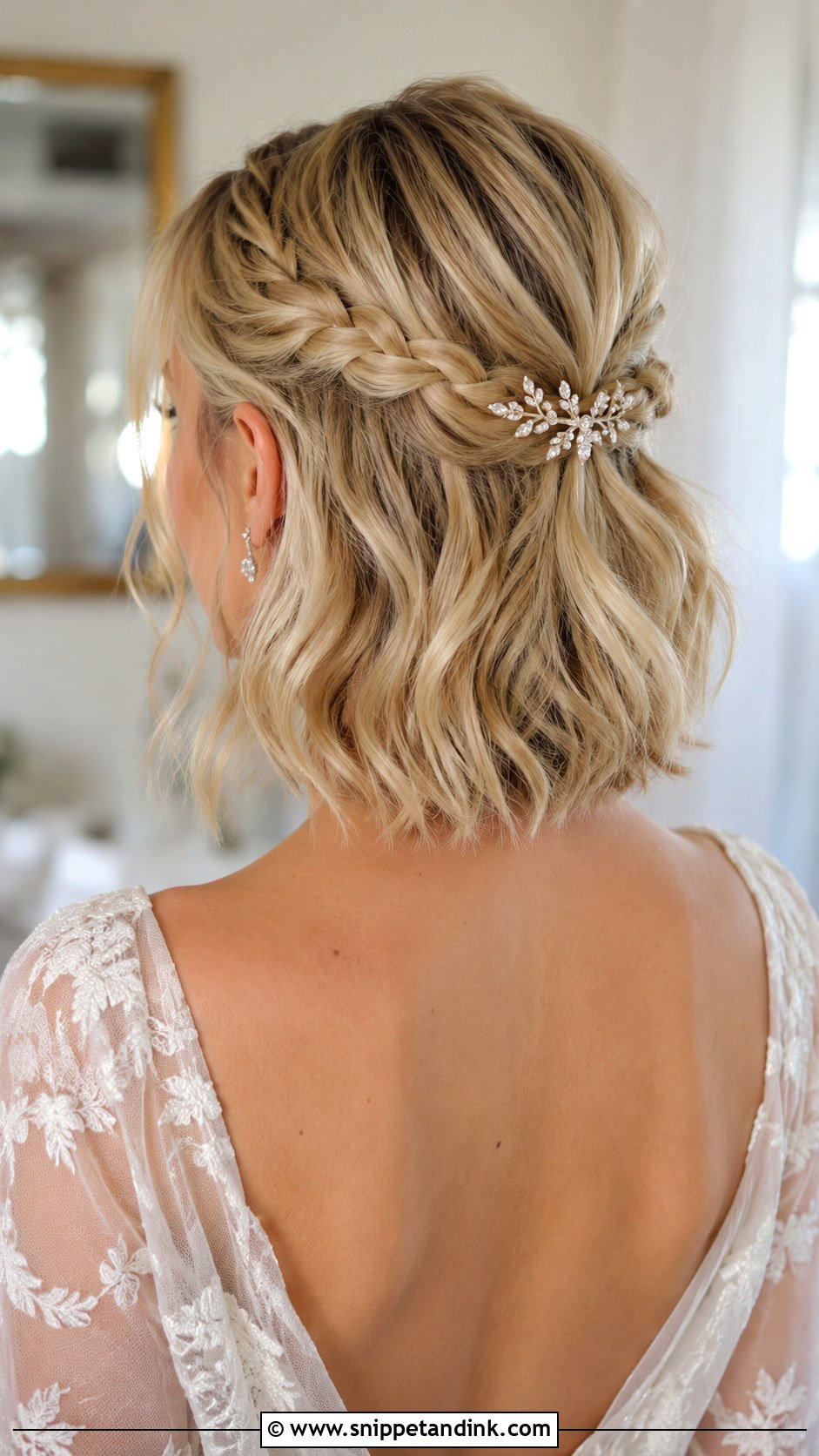 Braided Half Up for Short Hair - Snippet and Ink - 25 Half-Up Half-Down Wedding Hair Braid Ideas