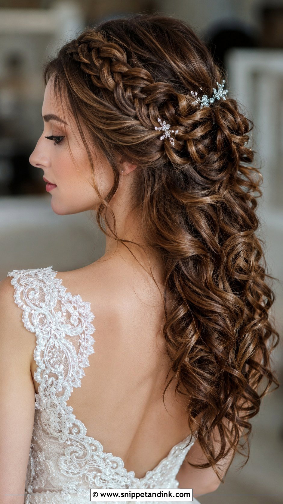Braided Half Up with Curls - Snippet and Ink - 25 Bridal Braids for Long Hair