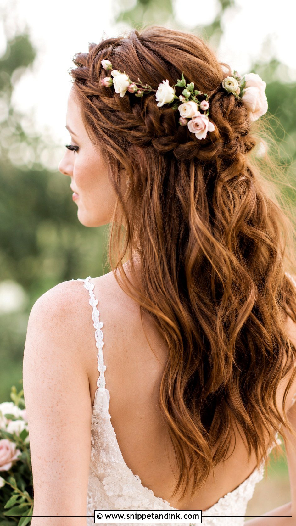 Braided Half Up with Flowers - Snippet and Ink - 20 Wedding Hair with Braids
