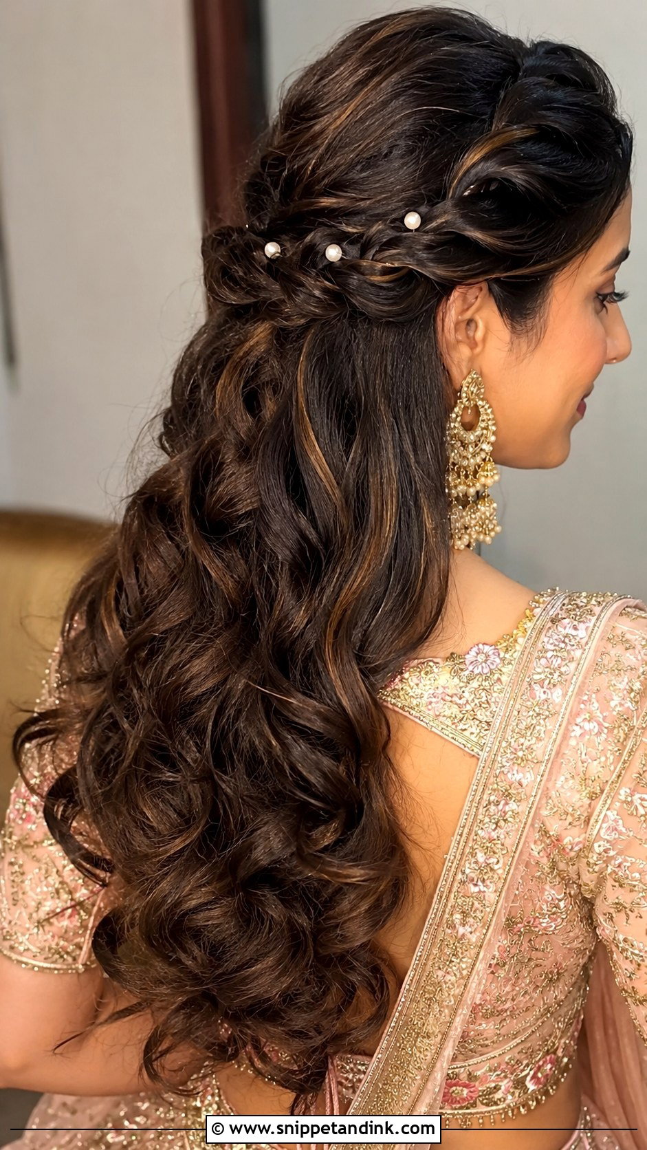 Braided Half Updo - Snippet and Ink - 20 Simple Hairstyles for Indian Wedding