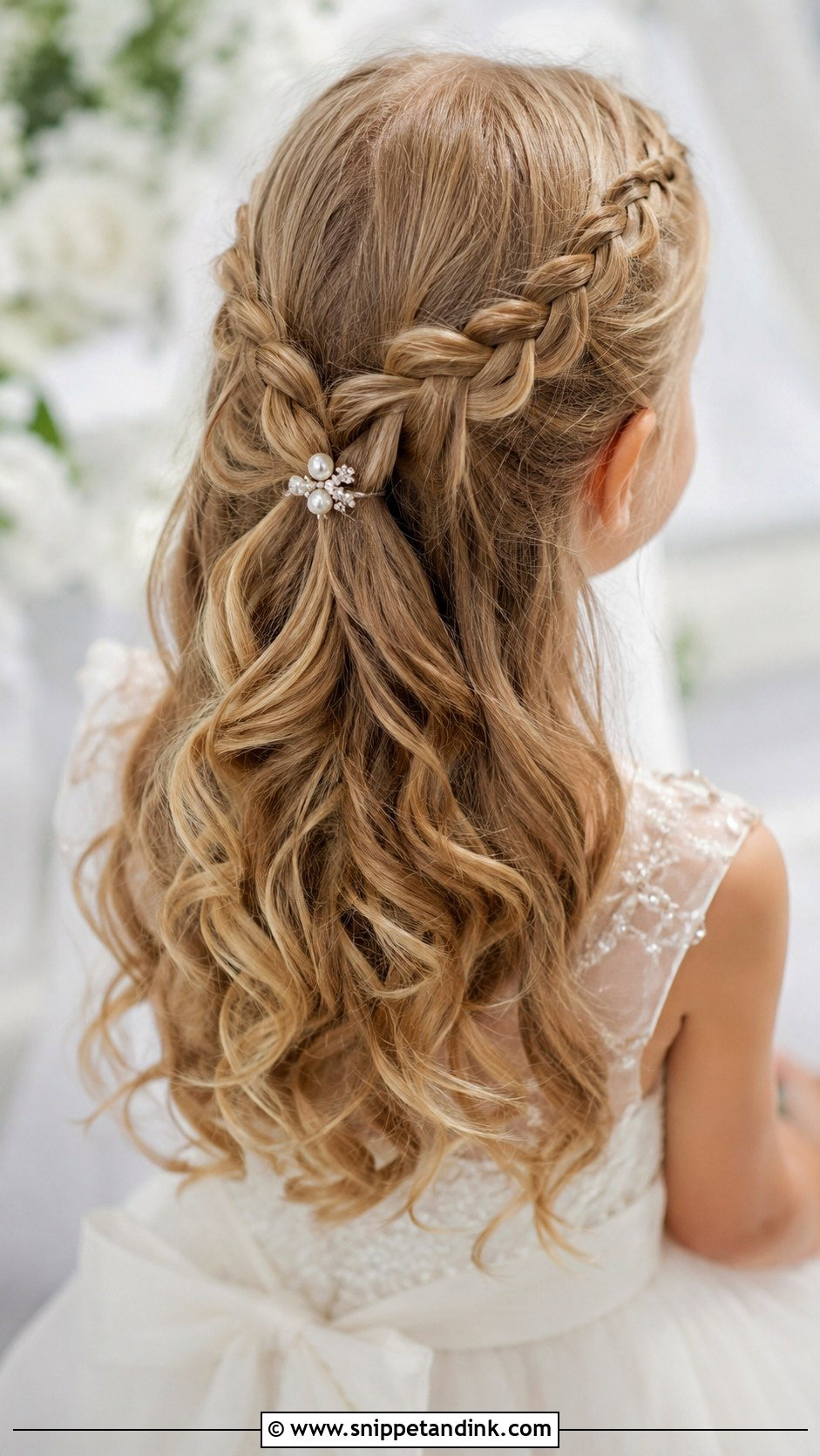 Braided Half Updo - Snippet and Ink - 25 Childrens Wedding Hair Ideas