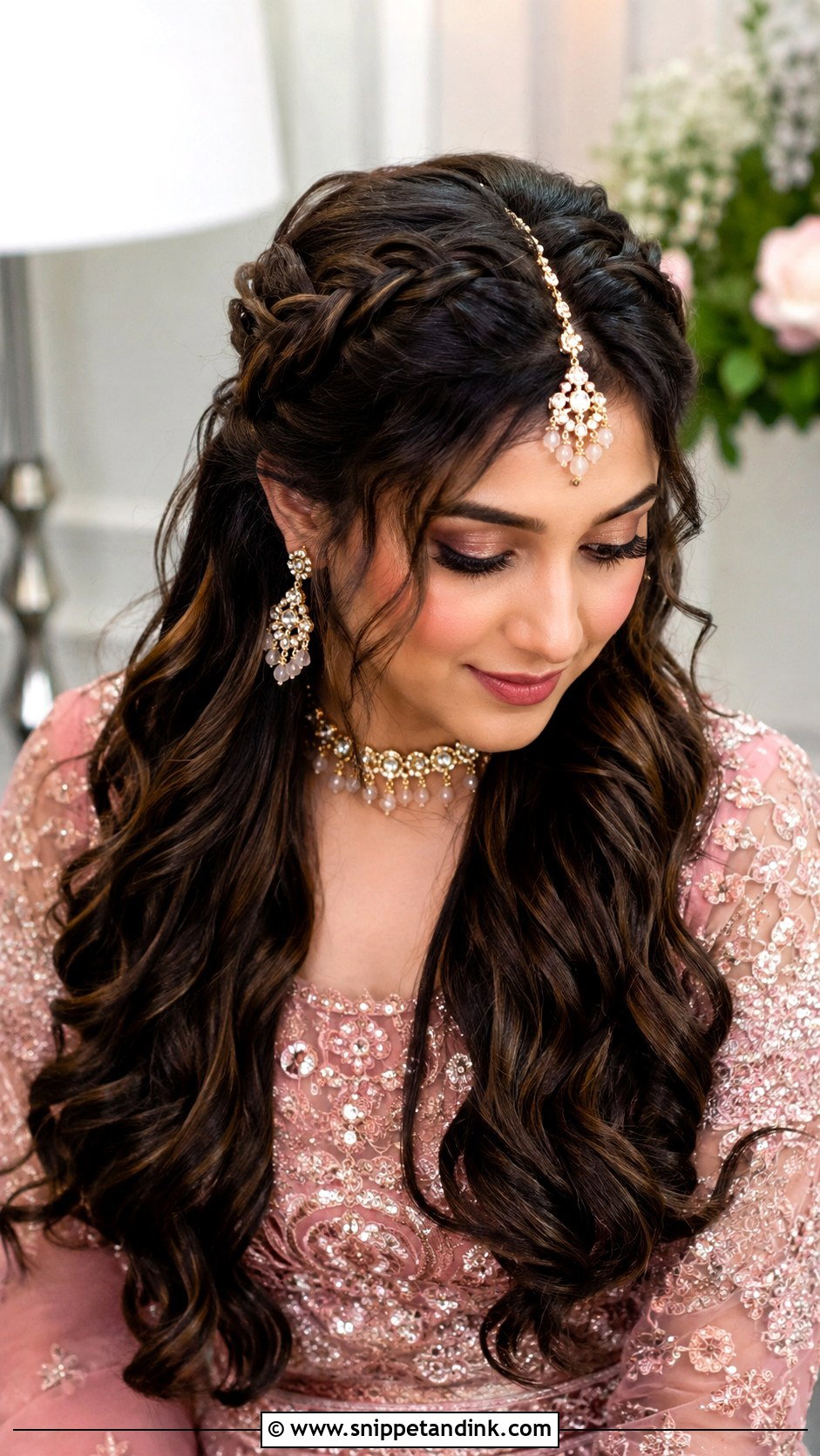 Braided Half Updo - Snippet and Ink - 25 Indian Marriage Hairstyle Ideas