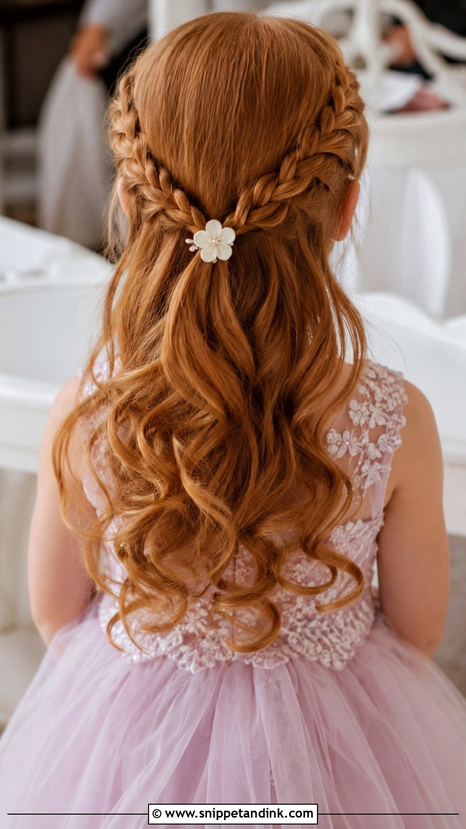 Braided Half Updo Hairstyle - Snippet and Ink - 25 Kids Girls Wedding Hairstyles