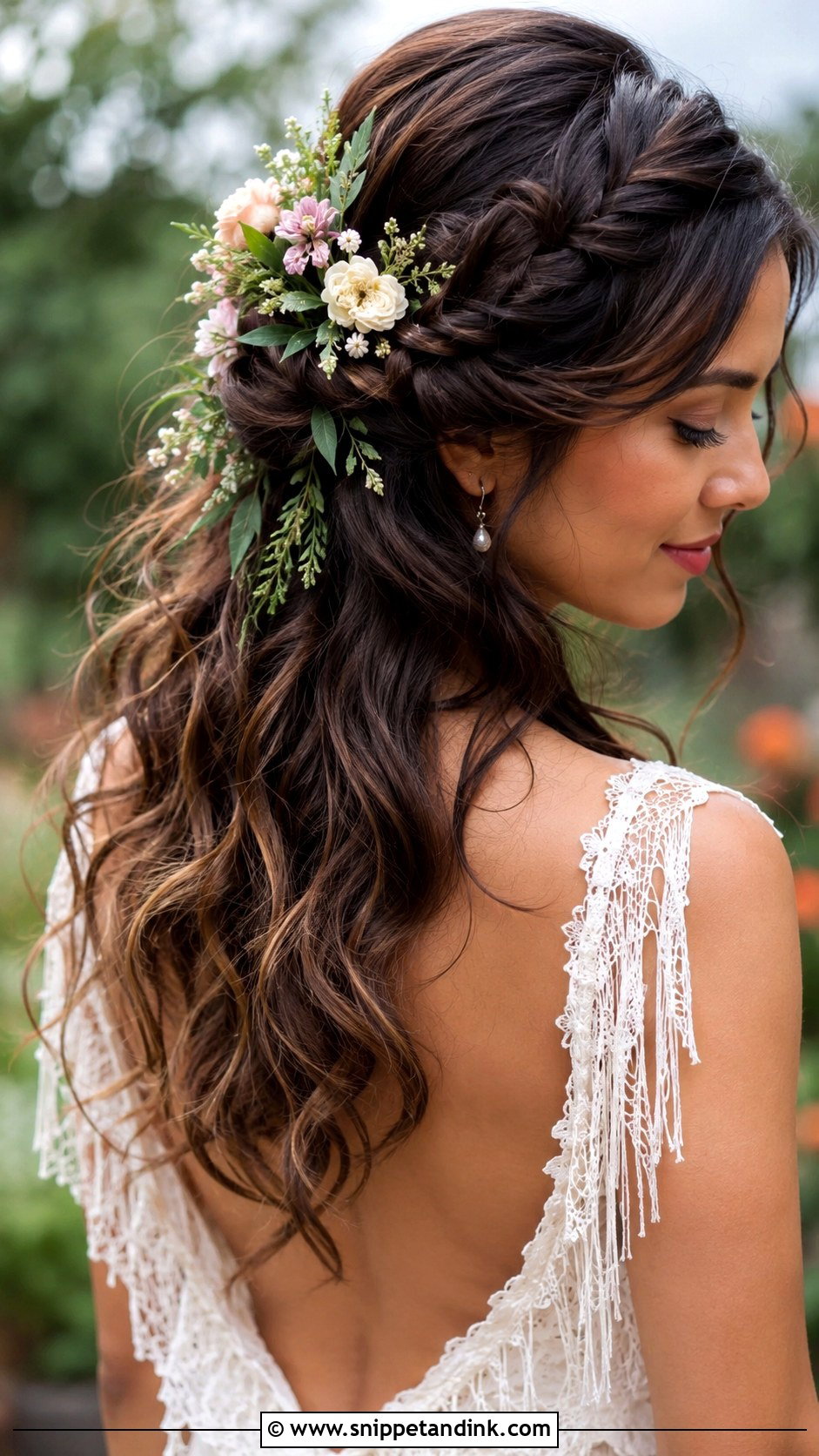 Braided Half Updo With Flowers - Snippet and Ink - 25 Summer Wedding Hair Ideas