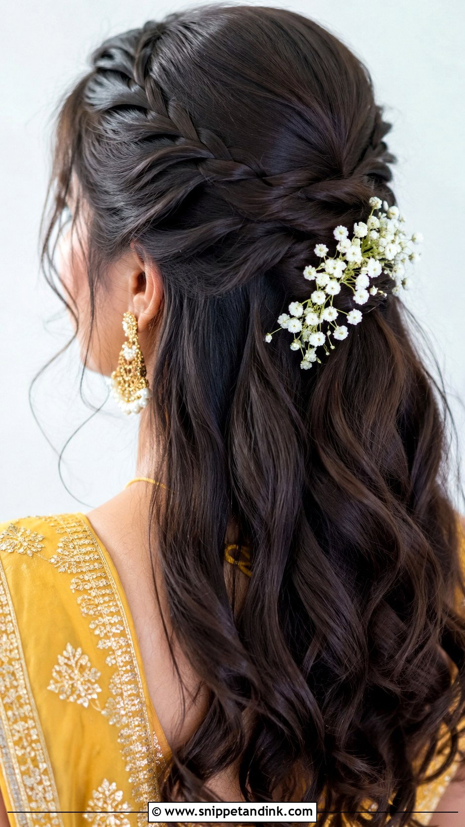 Braided Half Updo With Jasmine - Snippet and Ink - 20 Haldi Braid Hairstyles for Bride