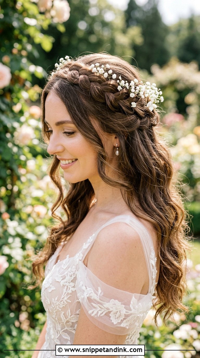 Braided Halo Half Up Half Down Hair - Snippet and Ink - 20 Braided Half-Up Half-Down Wedding Hair Ideas
