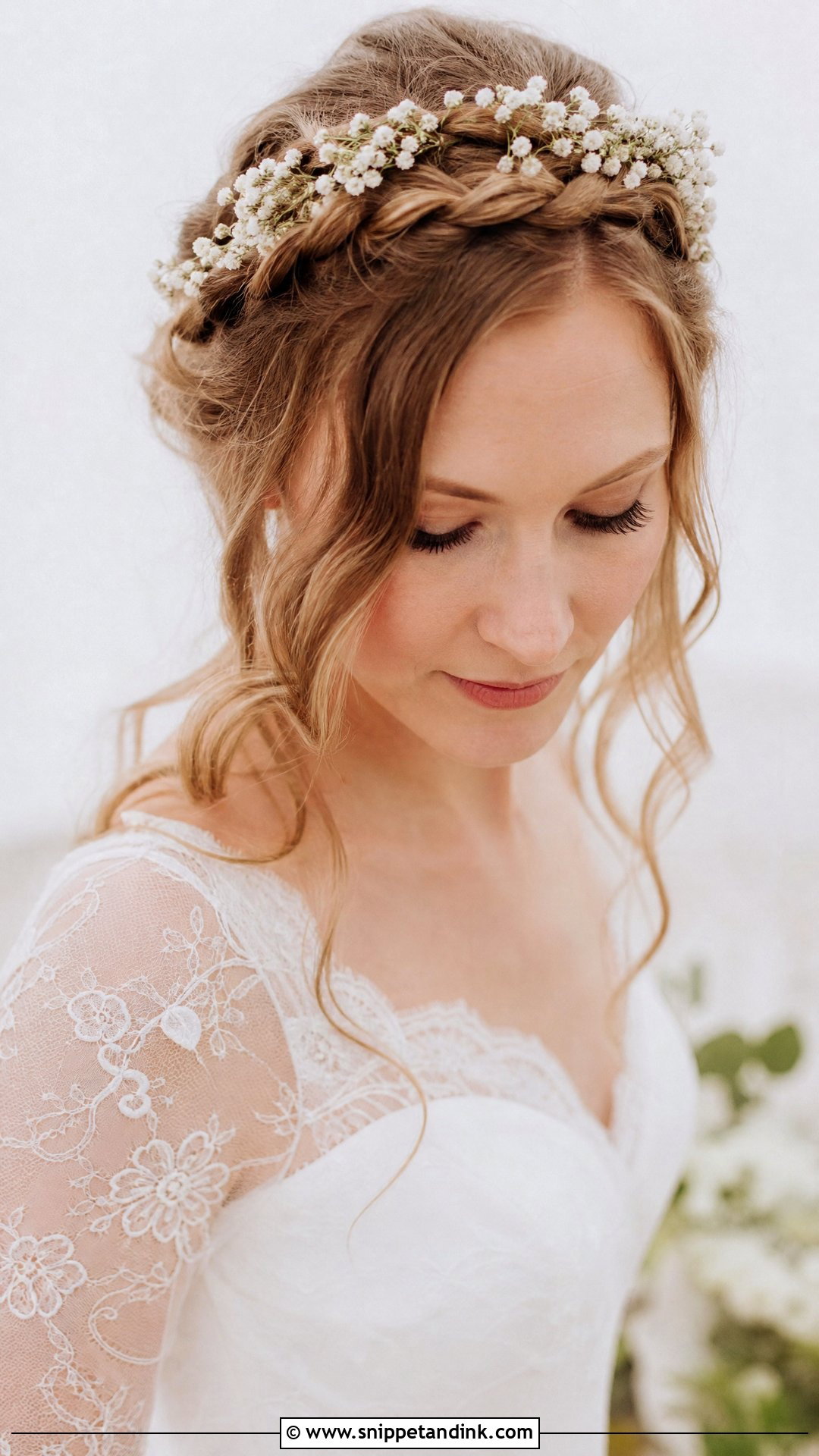 Braided Halo With Babys Breath Crown - Snippet and Ink - 20 Christian Bride Hairstyle with Crown Ideas