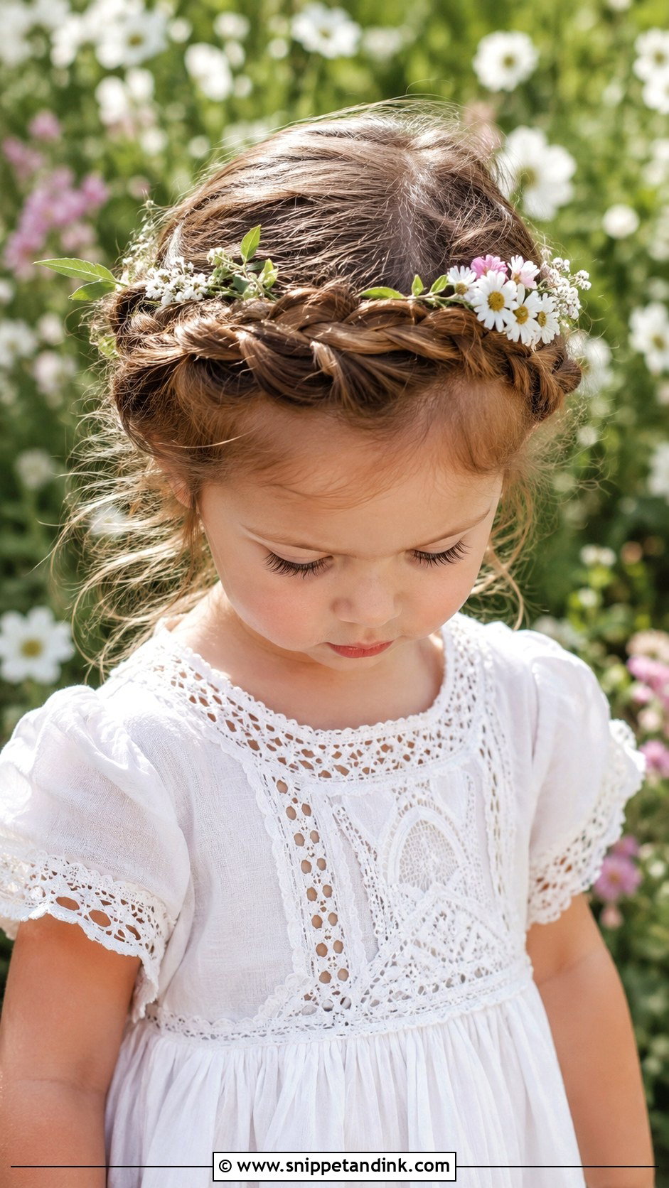 Braided Halo With Flowers - Snippet and Ink - 20 Flowergirl Hairstyle for Toddler Ideas