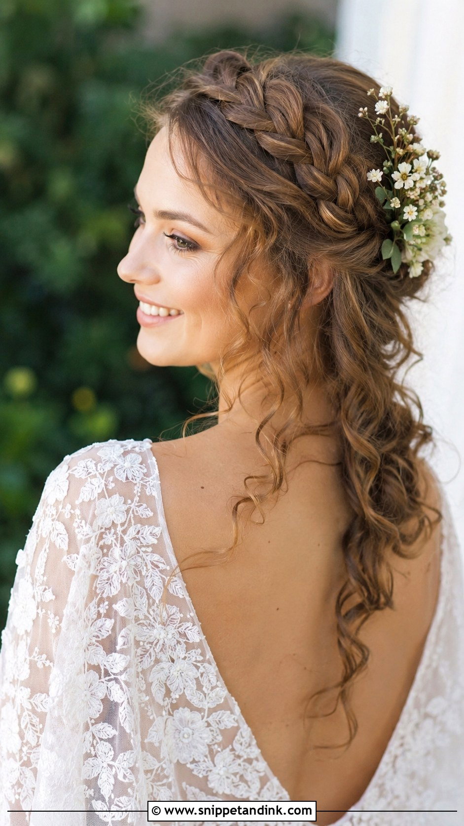 Braided Halo With Loose Curls - Snippet and Ink - 35 Wedding Hair Updo Ideas