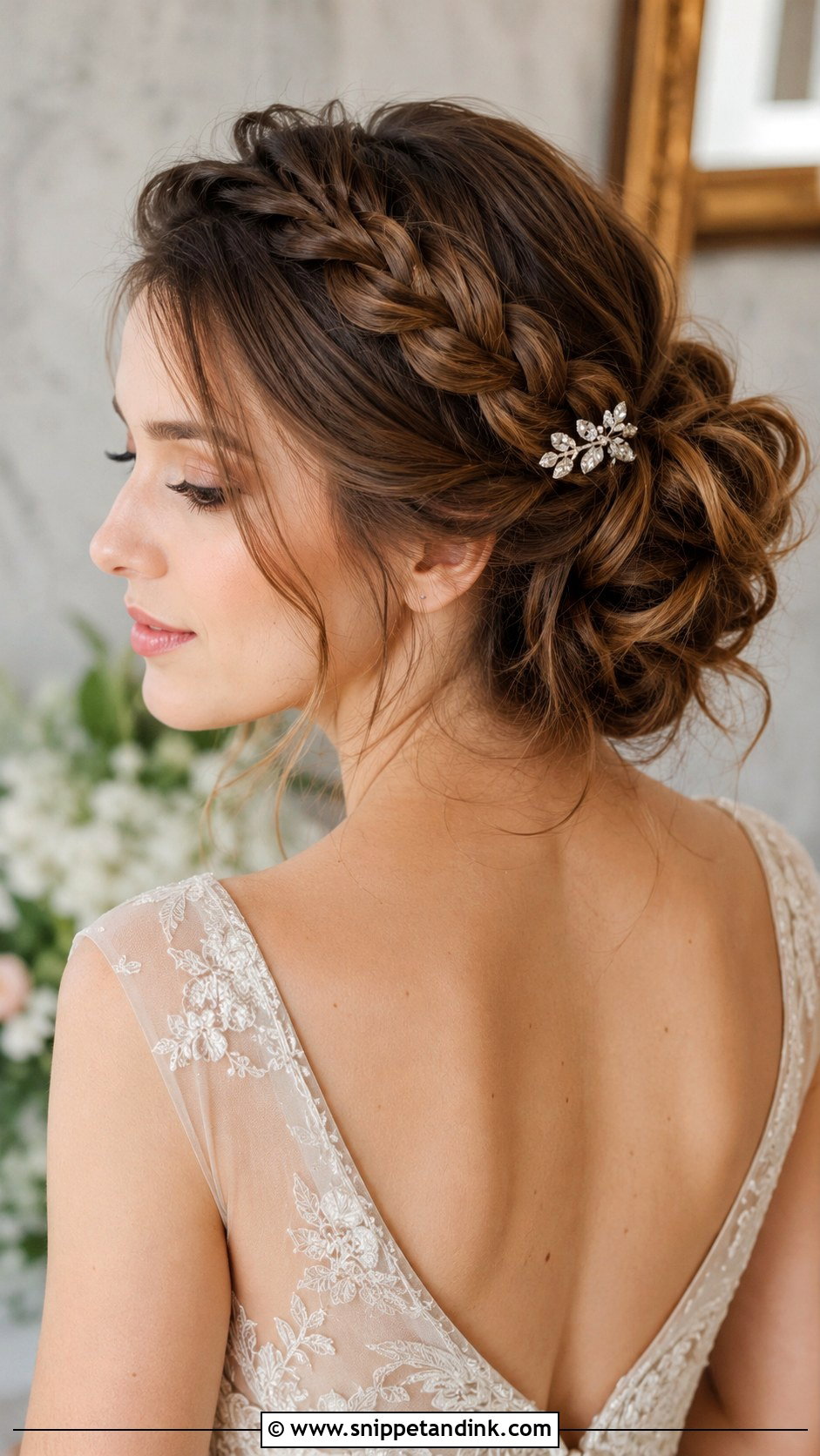 Braided Halo With Soft Bun - Snippet and Ink - 30 Wedding Hairstyles with Crown