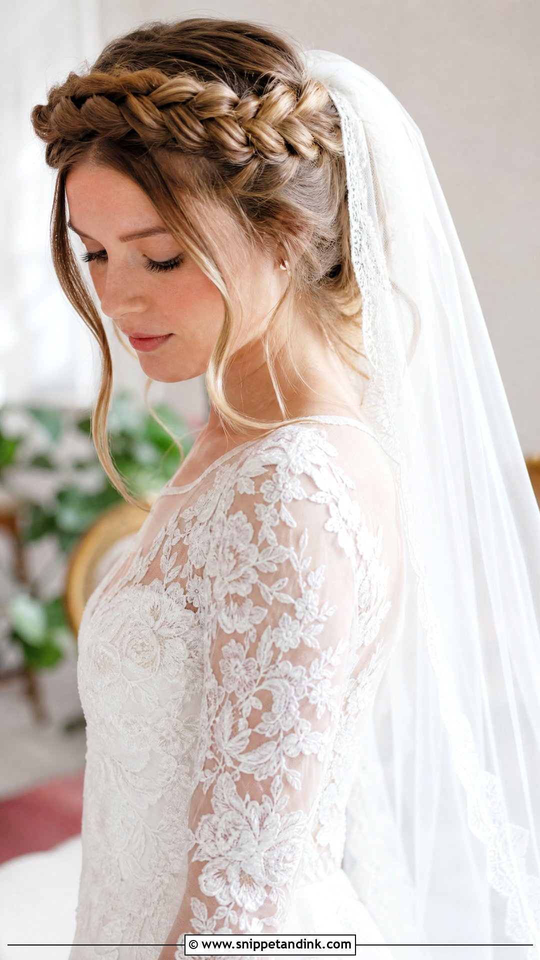 Braided Halo With Veil - Snippet and Ink - 20 Bridal Crown Hairstyles