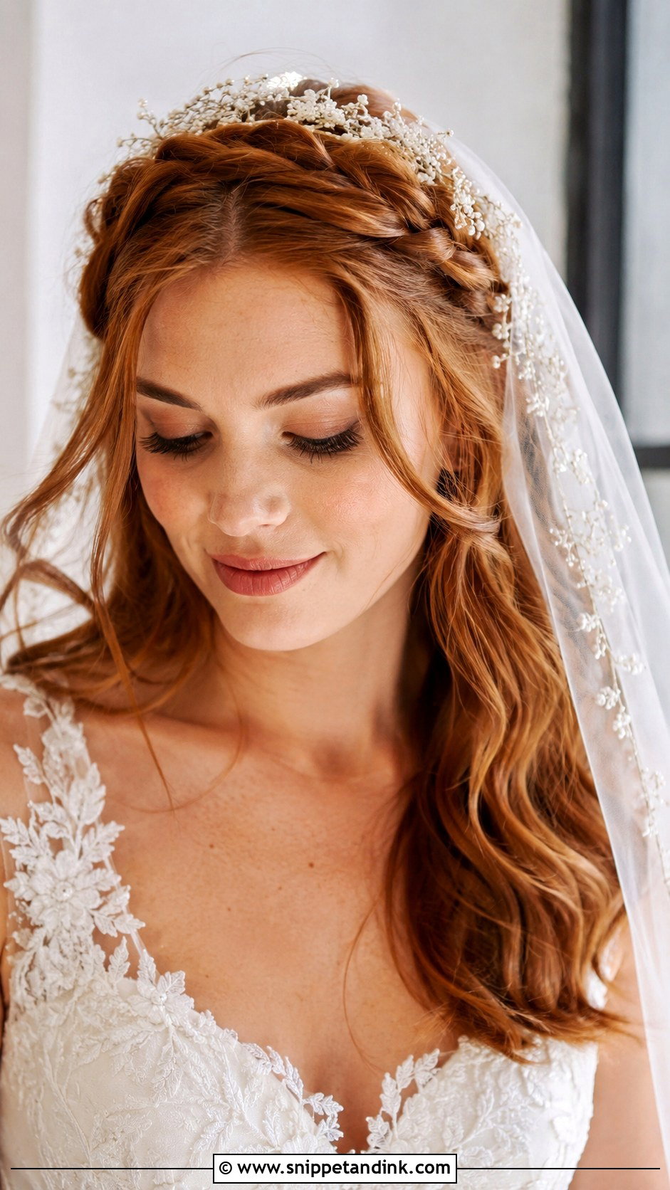 Braided Halo With Veil - Snippet and Ink - 25 Bridal Hair Braid Ideas