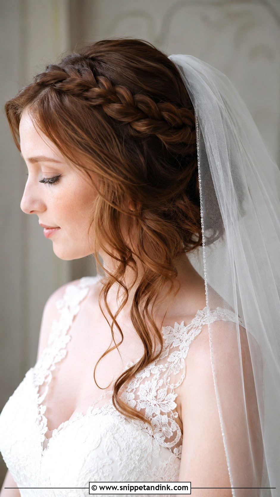 Braided Halo With Veil - Snippet and Ink - 20 Braid Hairstyle for Weddings Ideas