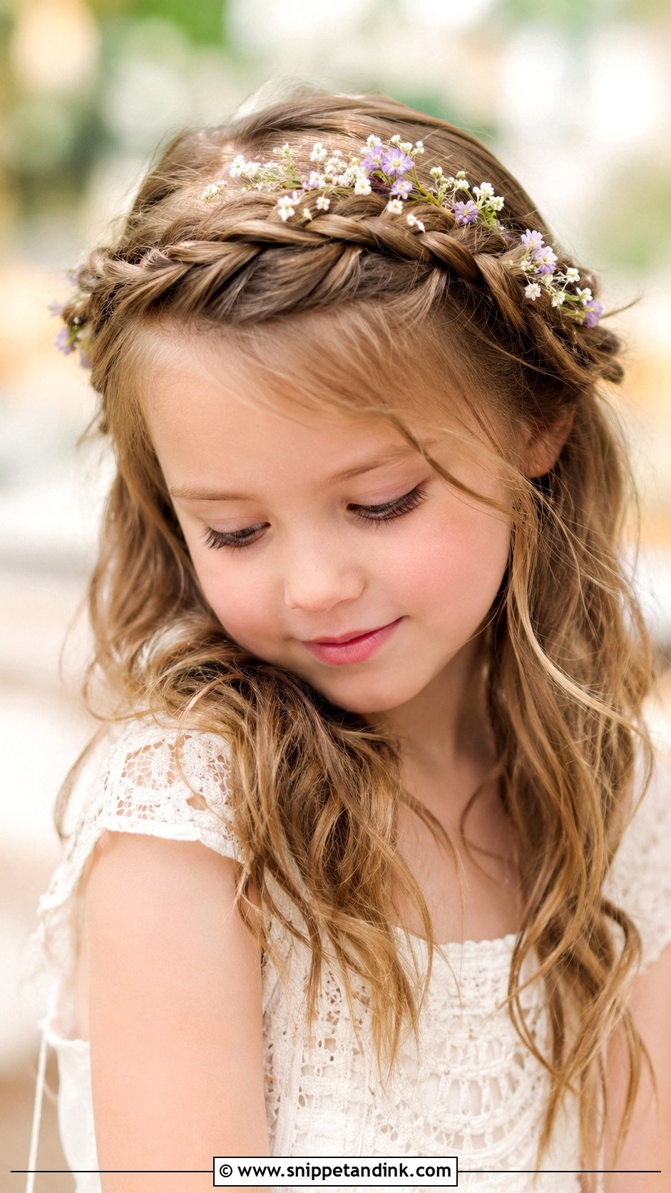 Braided Headband With Loose Hair - Snippet and Ink - 30 Kids Hairstyles for Wedding