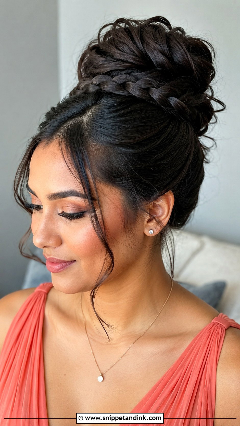 Braided High Bun Bridesmaid Hair - Snippet and Ink - 20 Bridesmaid Hair Updo Braid Ideas