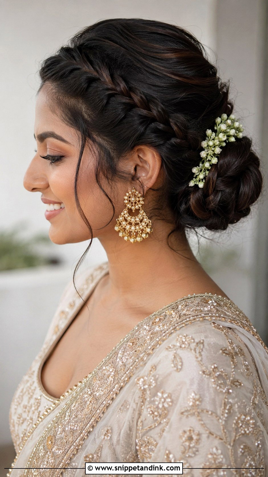 Braided Indian Wedding Bun - Snippet and Ink - 20 Indian Hair Bun for Wedding Ideas