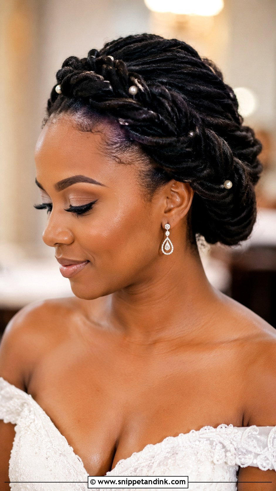 Braided Loc Crown - Snippet and Ink - 30 Dreadlock Wedding Hairstyles