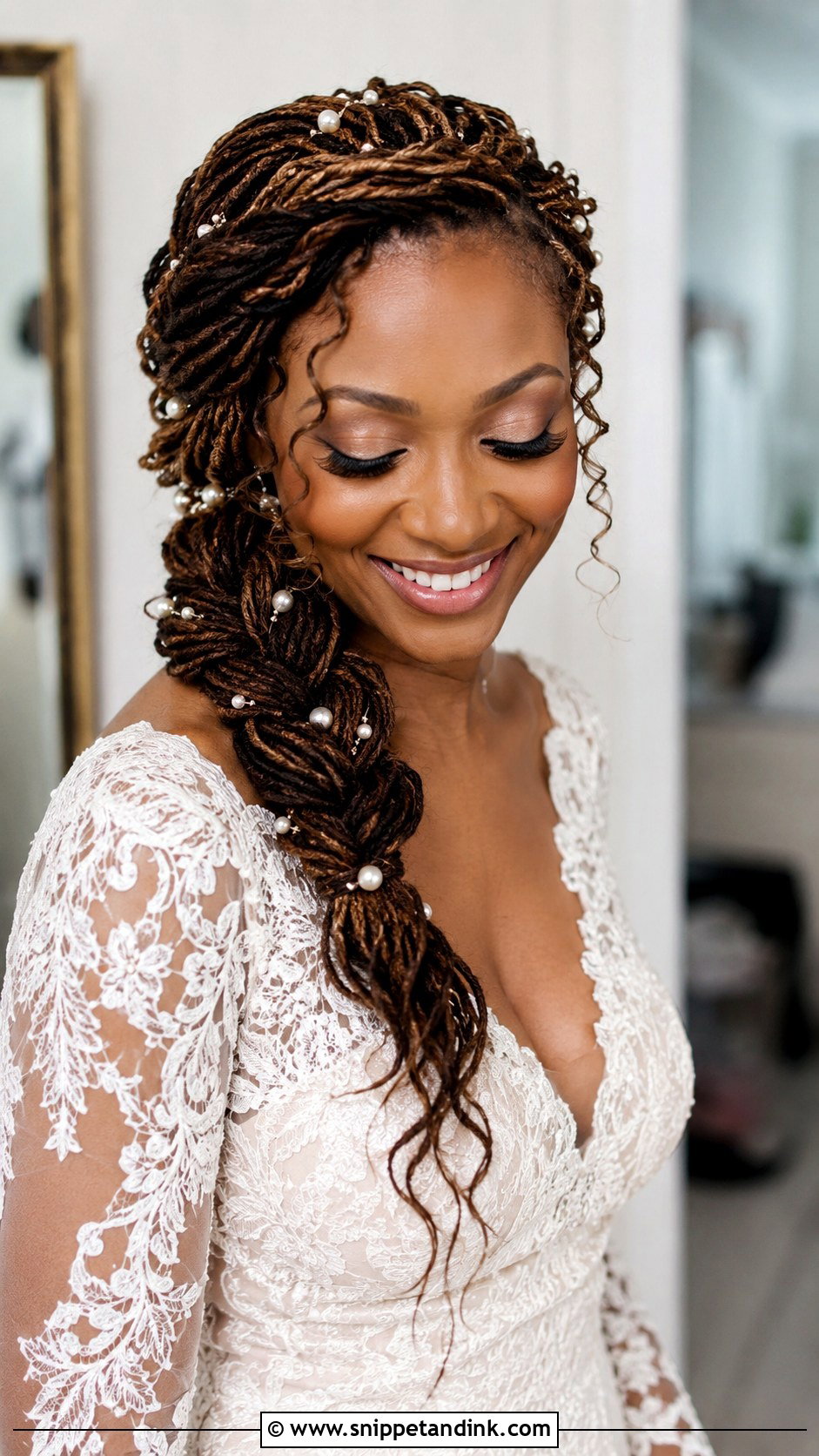 Braided Loc Wedding Hairstyle - Snippet and Ink - 20 Elegant Loc Styles Wedding Hairstyles