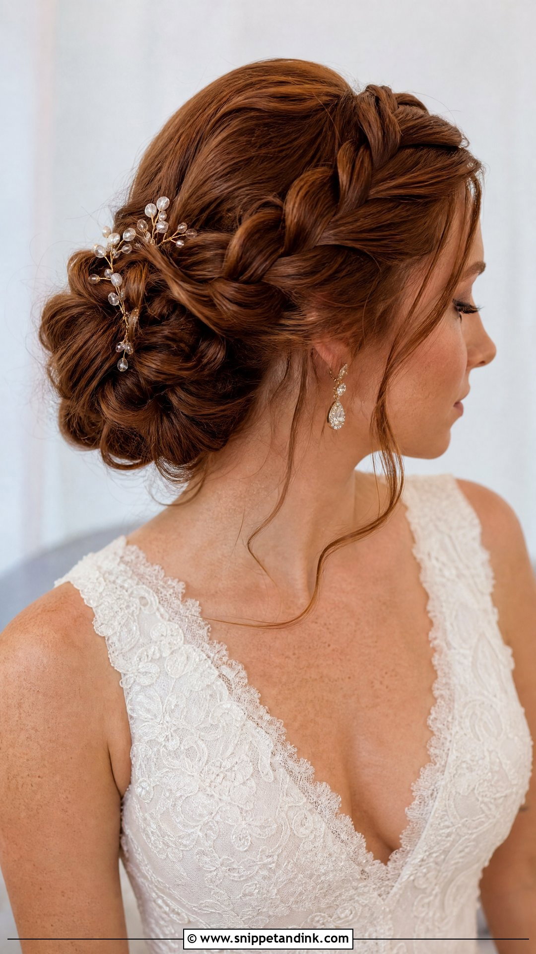 Braided Low Bridal Bun - Snippet and Ink - 15 Bridal Bun Updo Ideas