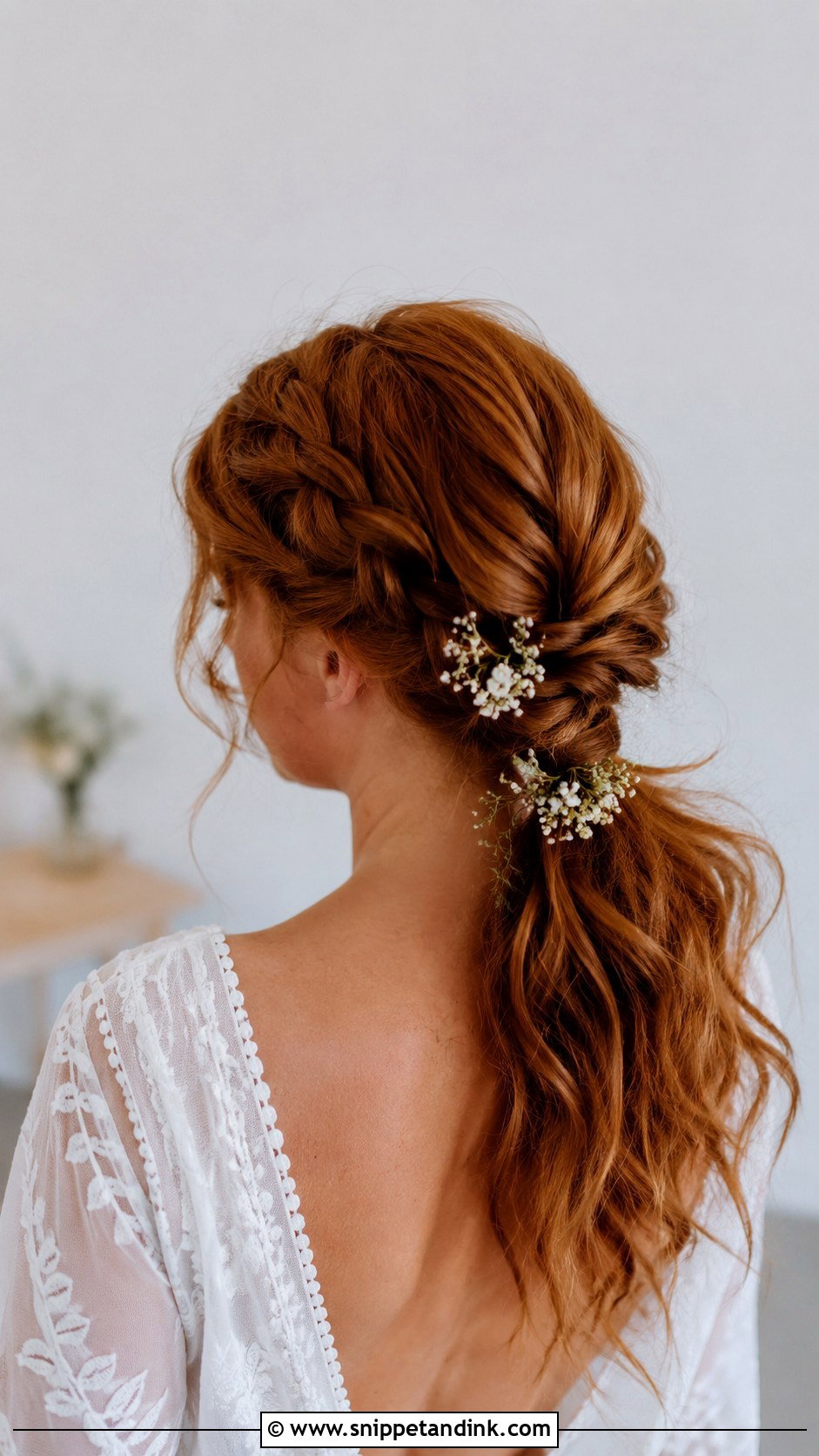 Braided Low Bridal Ponytail - Snippet and Ink - 20 Bridal Low Ponytail Ideas