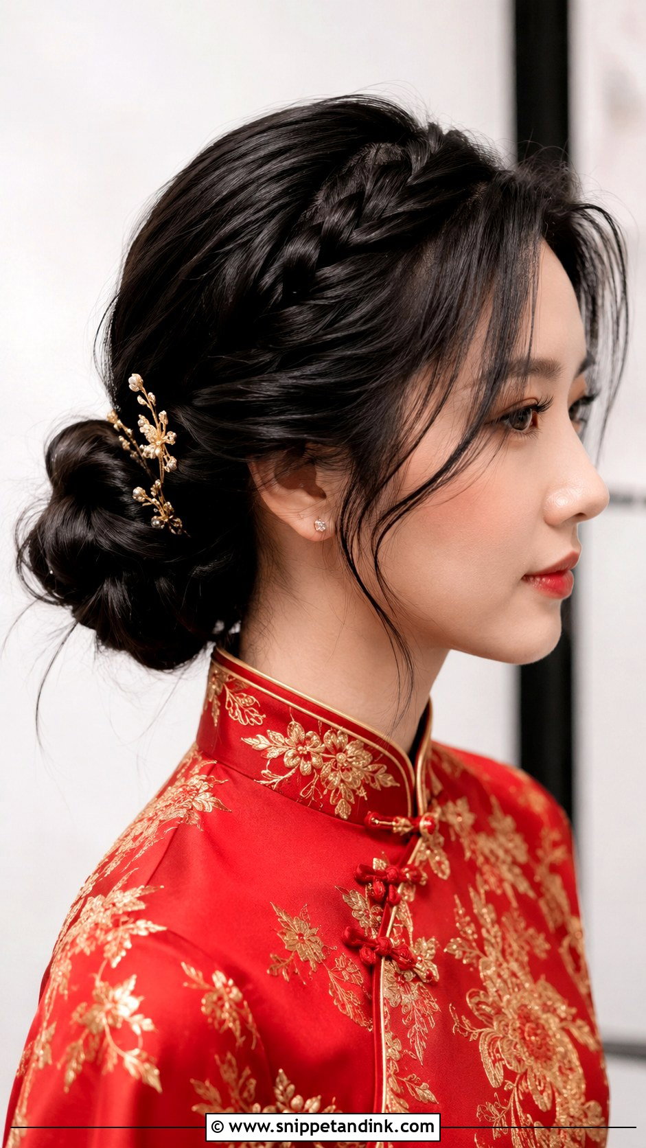 Braided Low Bun - Snippet and Ink - 20 Sangjit Hairstyle Ideas