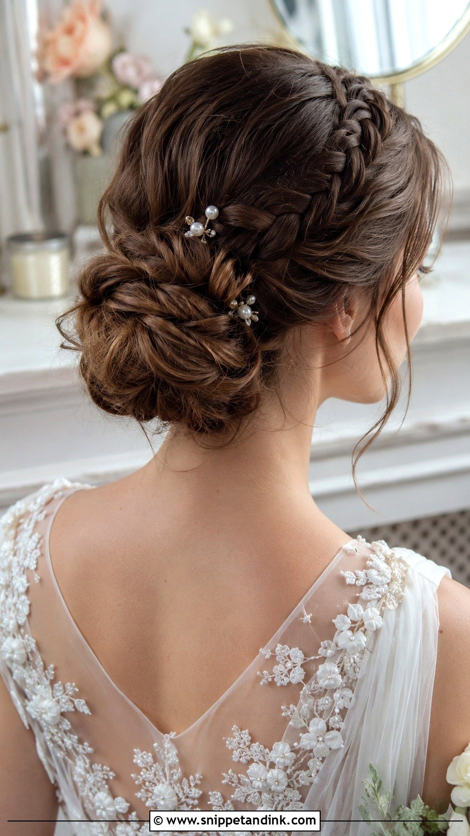Braided Low Bun - Snippet and Ink - 20 Wedding Hairs