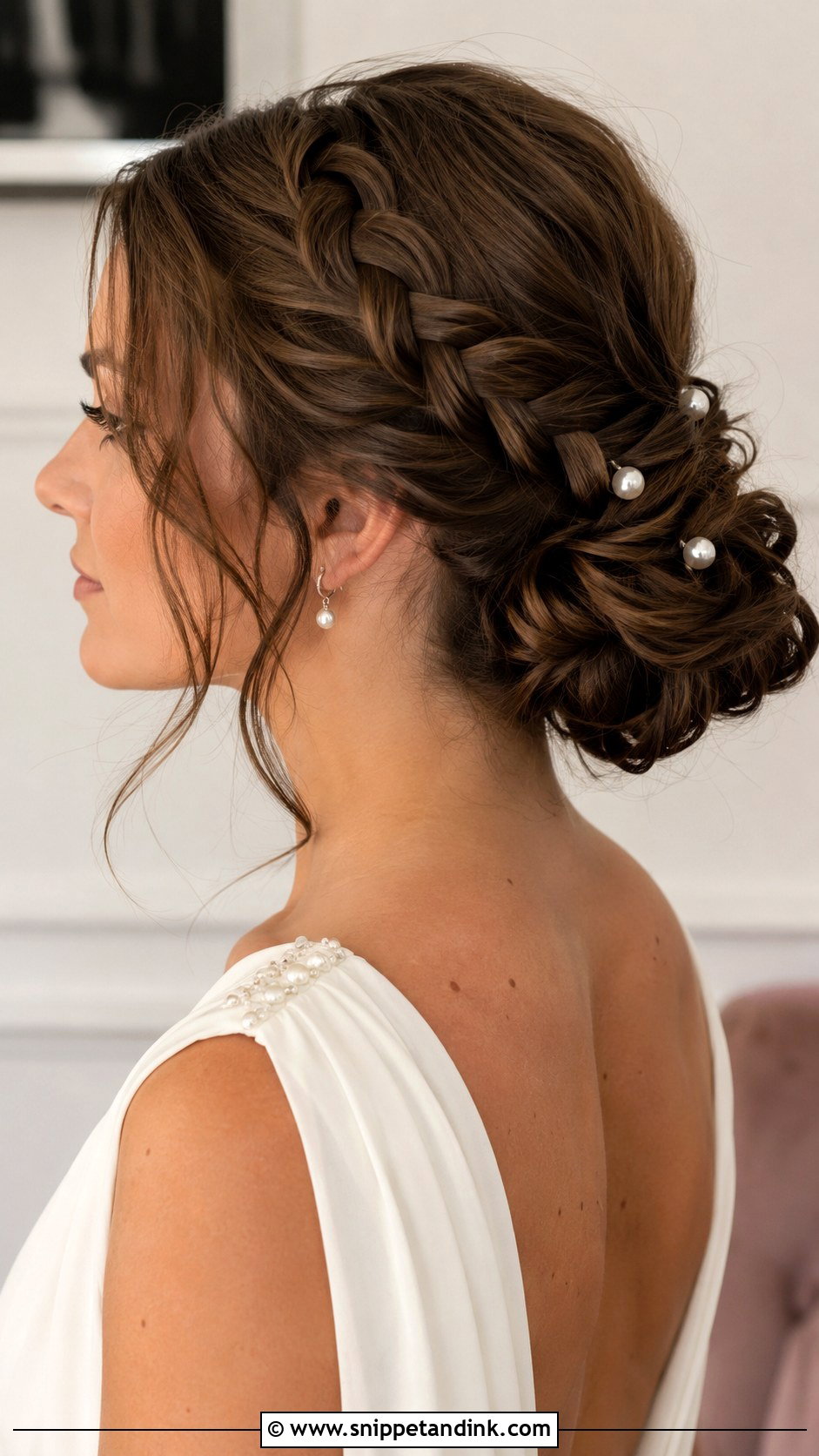 Braided Low Bun - Snippet and Ink - 20 Wedding Party Hairstyles for Long Hair