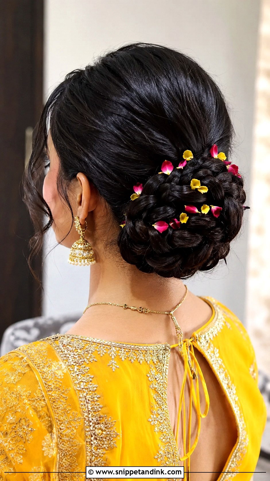 Braided Low Bun - Snippet and Ink - 25 Haldi Bride Hairstyle Ideas
