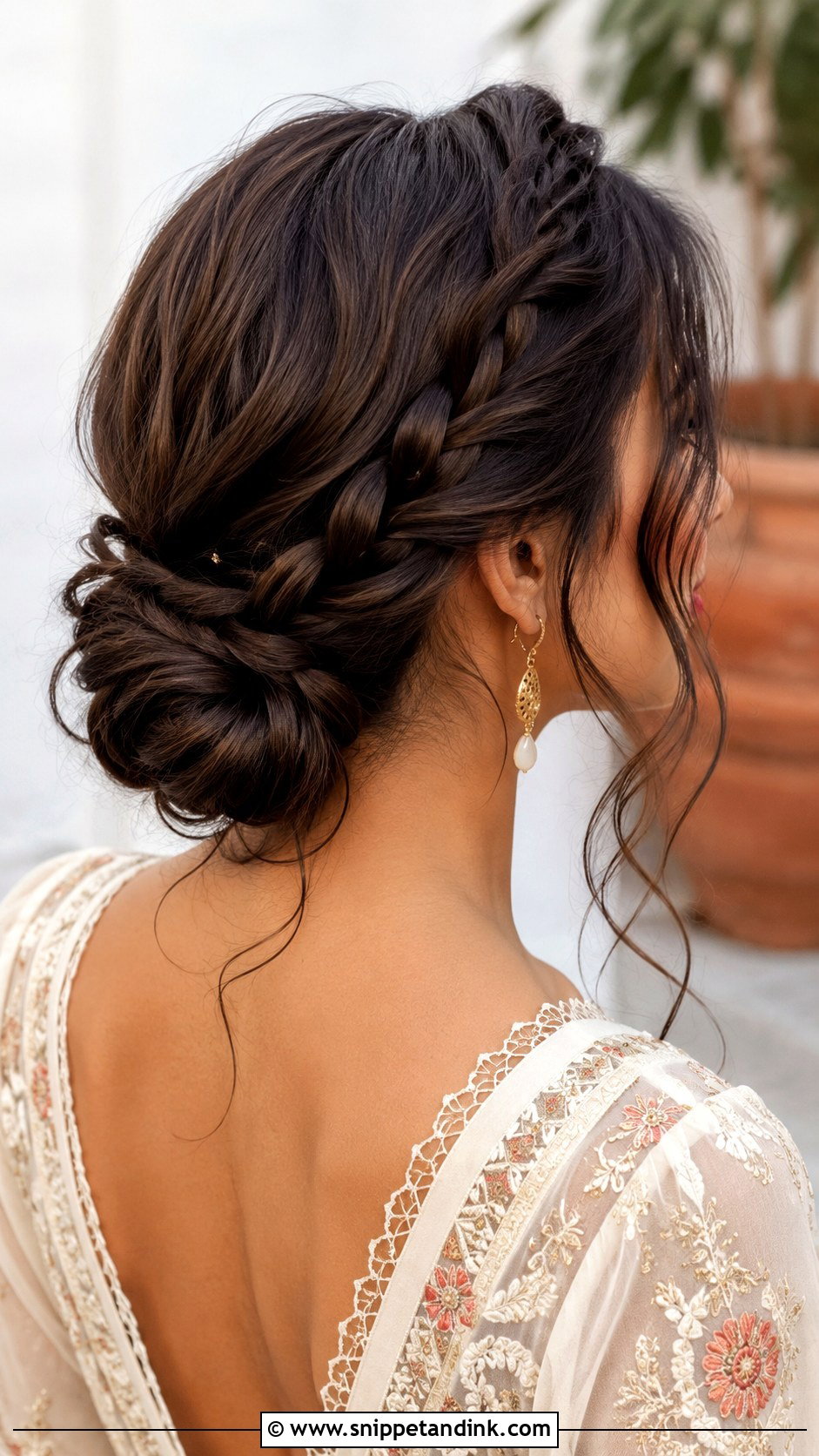 Braided Low Bun - Snippet and Ink - 25 Long Hairstyles for Wedding Guest