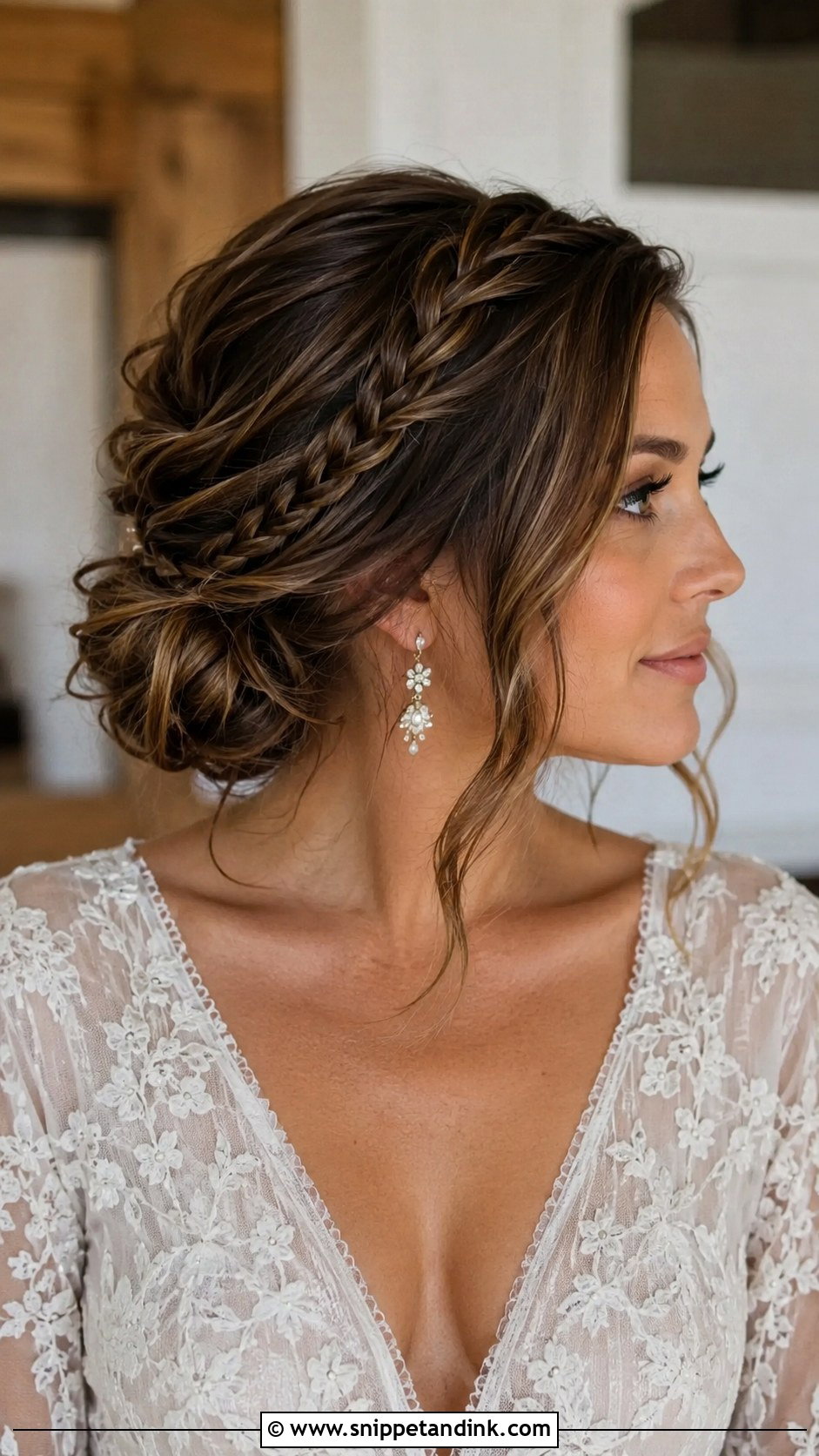 Braided Low Bun - Snippet and Ink - 25 Low Bun Wedding Hair Front View Ideas