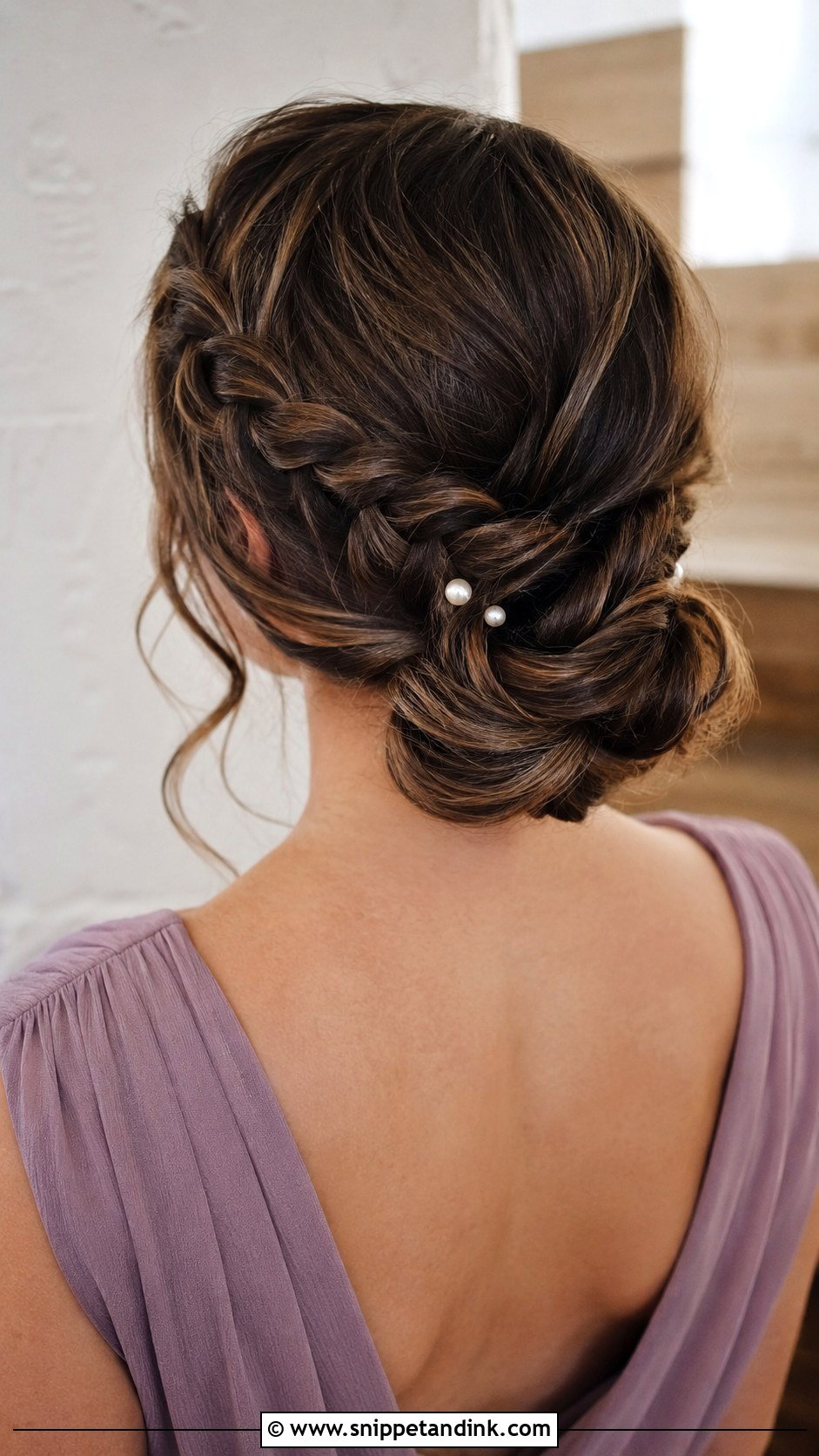 Braided Low Bun - Snippet and Ink - 25 Wedding Party Hairstyles