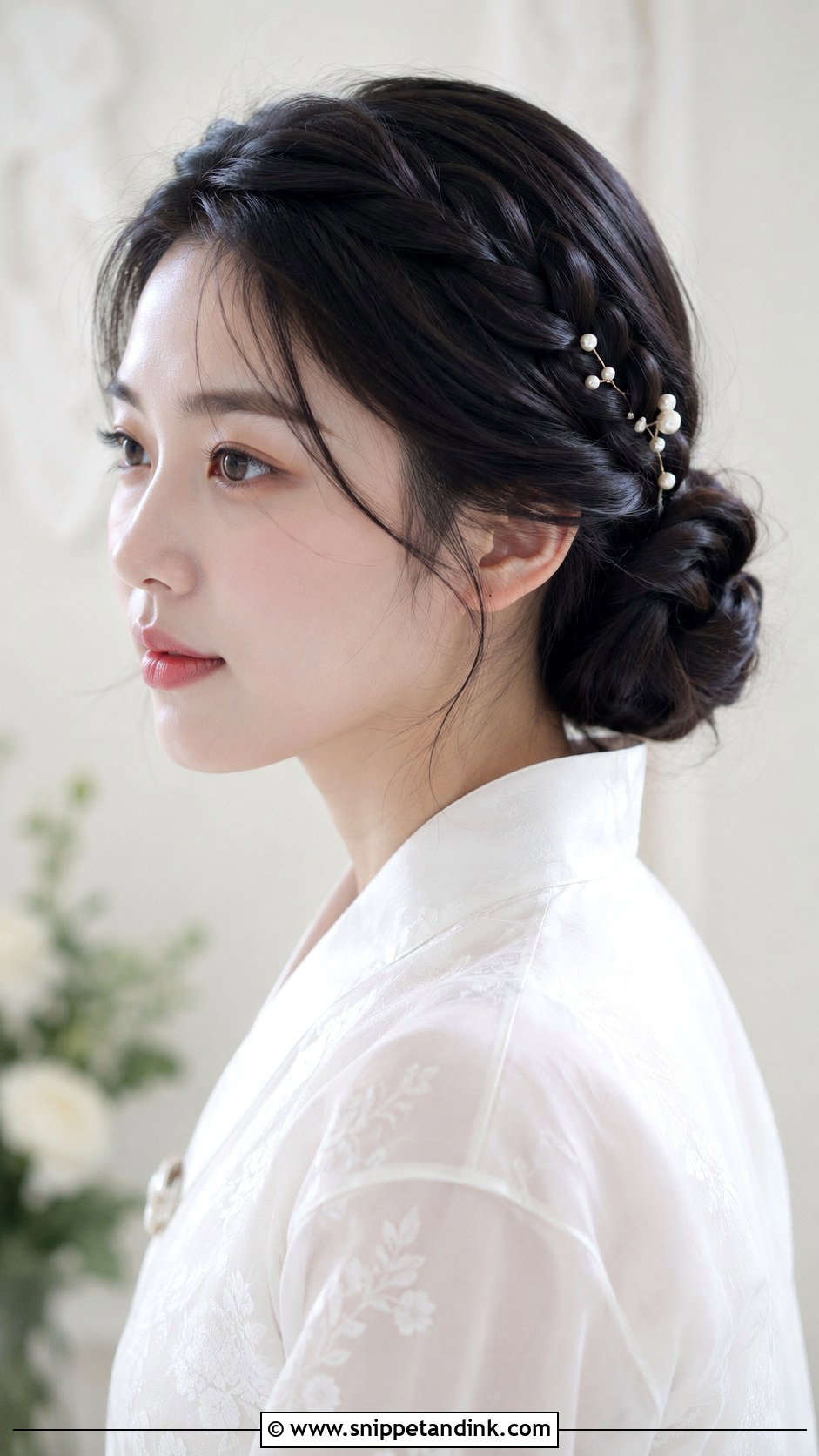Braided Low Bun - Snippet and Ink - 30 Korean Wedding Hair Ideas