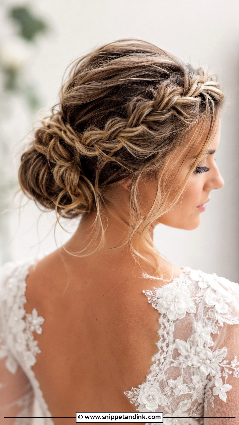 Braided Low Bun - Snippet and Ink - 30 Wedding Updo Hairstyles