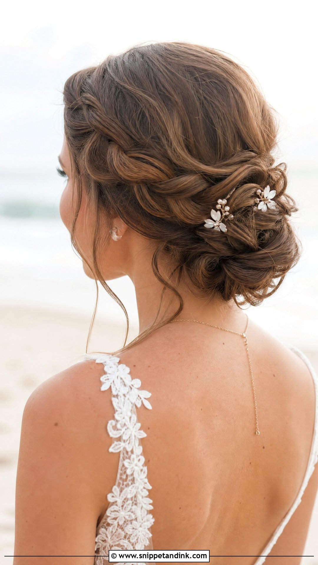 Braided Low Bun Beach Wedding Updo - Snippet and Ink - 15 Beach Wedding Updo Hairstyles