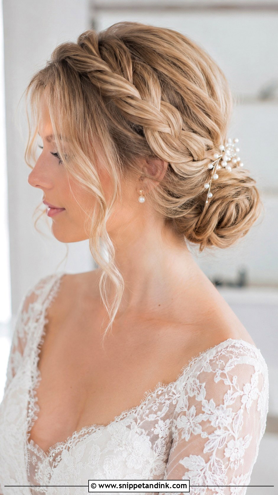 Braided Low Bun Bride Hair - Snippet and Ink - 20 Low Bun Bride Hair Ideas