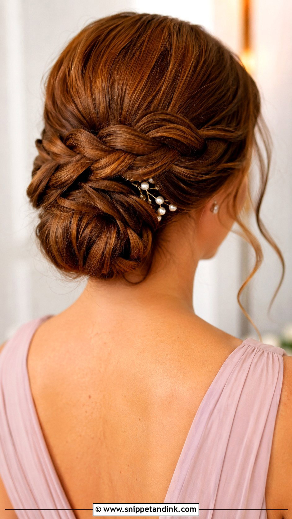 Braided Low Bun Bridesmaid Hair - Snippet and Ink - 20 Bridesmaid Hair with Braid Ideas