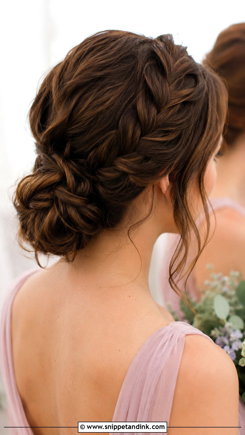 Braided Low Bun Bridesmaid Hair - Snippet and Ink - 20 Low Updo Wedding Hair Bridesmaid Ideas