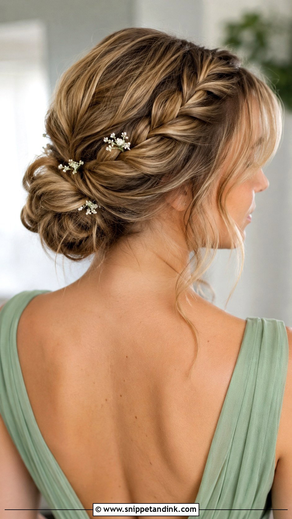 Braided Low Bun Bridesmaid Hair With Bangs - Snippet and Ink - 25 Bridesmaid Hair with Bangs Ideas