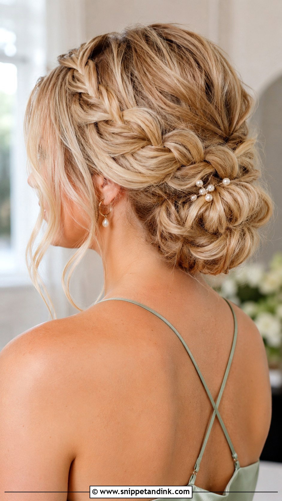 Braided Low Bun Bridesmaid Hairstyle - Snippet and Ink - 20 Bridesmaid Hairstyles with Braids